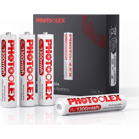 4PCS Piles Rechargeables AAA 1300 mWh, Piles AAA au Lithium 1,5 V Haute Puissance, Triple A Pile Plus de 1 600 Cycles Longue durée (sans Chargeur) (1/5)