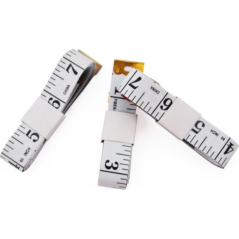 2 mètres ruban double face pour tailleur, règle de 1,5 m (60 pouces) pour tissus de tailleur, mètre ruban blanc (1/5)