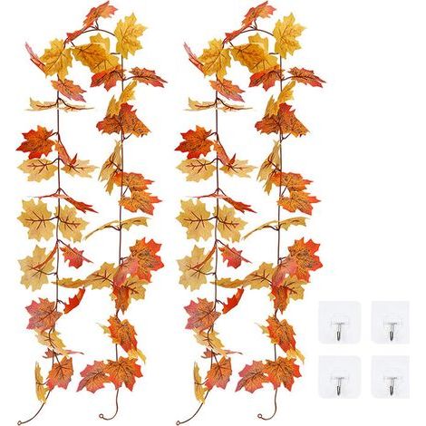 2 Pièces Guirlande de Feuilles d'érable Artificielle,Suspendu Feuilles d'érable vignes,Guirlande de Feuilles d'érable (1/4)