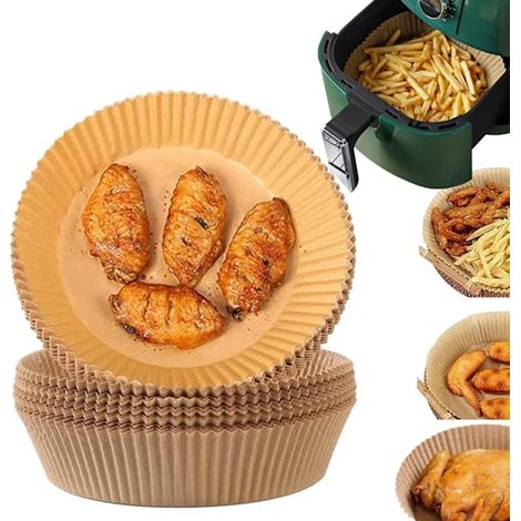 Papier pour friteuse à air chaud, paquet de 100 - Papier jetable de 20 cm pour friteuse à air chaud, brun (1/5)