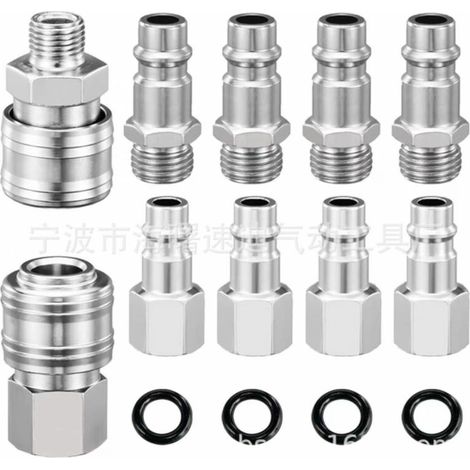 Conector neumático rápido BSP de 1/4", 10 piezas, boquilla europea para compresor de aire, conexión para manguera neumática.