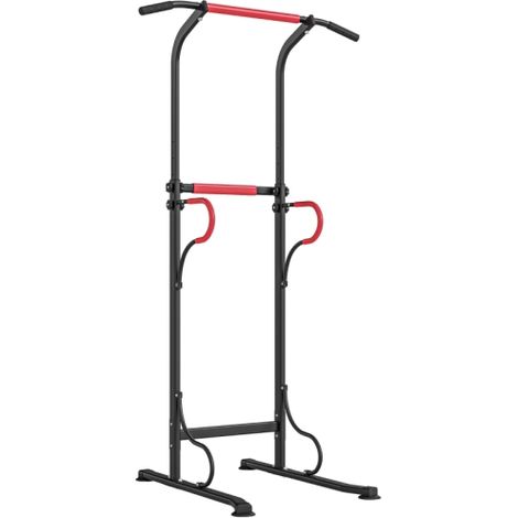 Power tower regolabile in altezza con parallele, barra per trazioni e ventose. Ideale per l'uso in palestra a casa o in loco. (1/5)