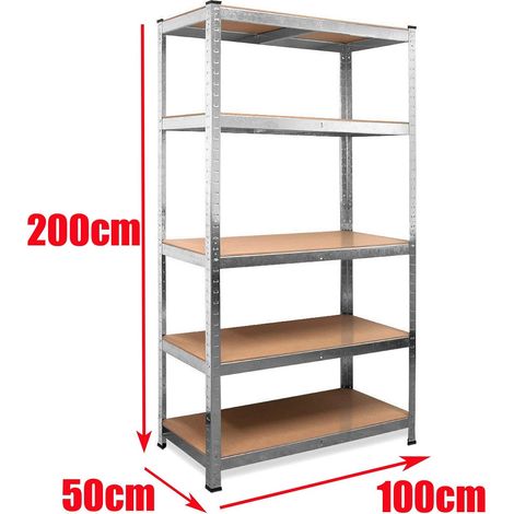 200x100x50cm Lagerregal Kellerregal Werkstattregal Schwerlastregal Einstellbar Regal bis 875 kg, Metall-Regal Regalsystem für Garage, Werkstatt, Speisekammer - Verzinkt (1/5)