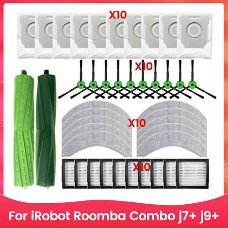 Accessoires et pièces de rechange pour aspirateur iRobot Roomba Combo J7+ J9+ : brosse principale, brosse latérale, filtre. (1/5)