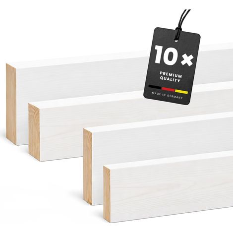 KGM 10er Set Rechteckleiste Kiefer weiß RAL 9016 10x40 mm 2,4 m