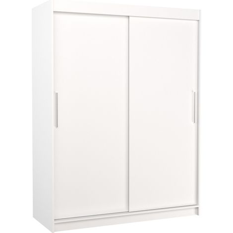 Armoire de chambre à coucher blanche 2 portes coulissantes Douva 150cm (1/5)