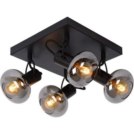 Lucide Madee plafoniera nera vetro 4xE14 25W dimmerabile 23cm (1/5)