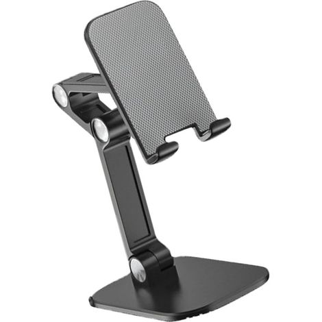 Supporto per telefono pieghevole - Supporto da scrivania - Videochiamate - Altezza regolabile - 14 x 9,5 x 5,4 cm - Nero
