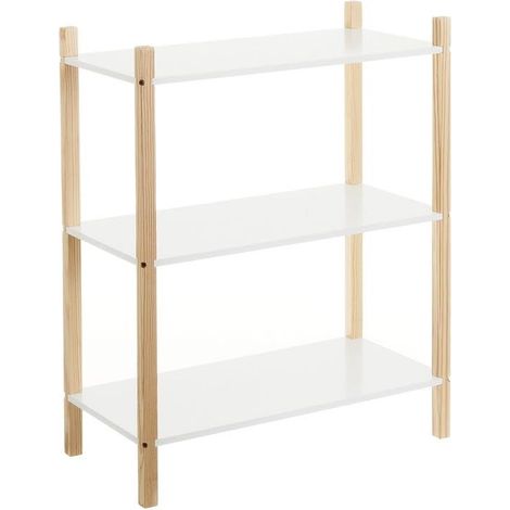 Étagère de Sol avec 3 étagères en Bois MDF Blanc et Naturel (1/2)