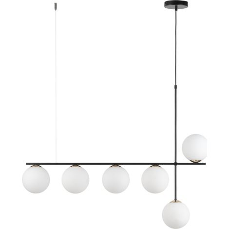 Suspension minimaliste noire 6 globes G9 Silia Sigma (1/3)