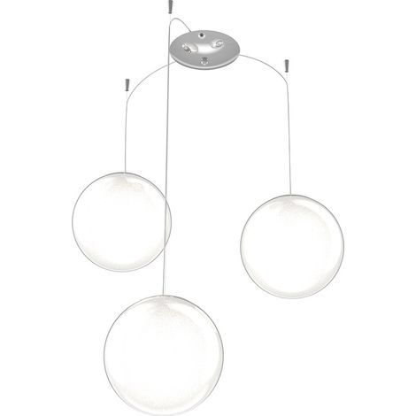 Sospensione Contemporanea Glitter Metallo Cromo Vetro Soffiato Trasp 3 Luci E14 (1/3)