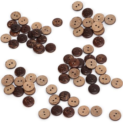 200Pcs Coconut Shell Buttons Non Toxic Safe Exquisite Craftsmanship Beautiful 2 Holes Button for Arts Crafts Decoration (1/5)