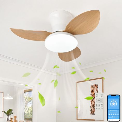 Ventilateur de plafond 65 cm avec lumière, télécommande/contrôle par application, gradation continue, 6 vitesses de vent, minuterie, réversible (1/5)