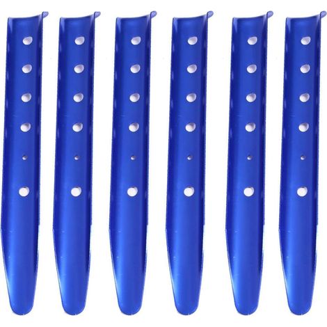 lot de 6 piquets de tente pour neige et sable - légers pour le camping, la randonnée et le trekking (bleu) (1/5)