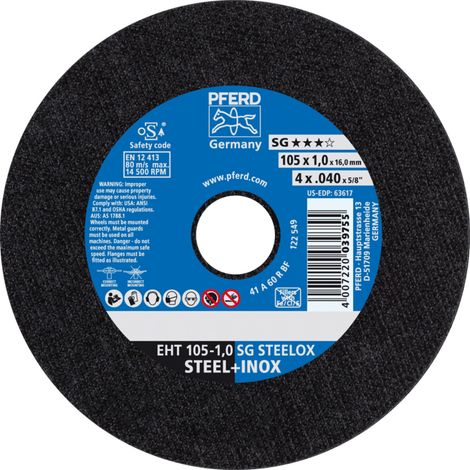PFERD TOOLS Trennscheibe EHT 105x1,0x16,0 mm gerade Leistungslinie SG STEELOX für Stahl/Edelstahl 25 Stk