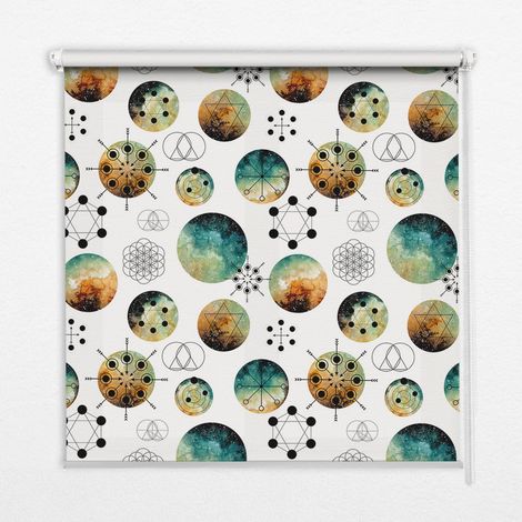 Innenrollo Fensterrollo - Rollo ohne Bohren - Sichtschutzrollo - Lichtdurchlässiges Rollo - Rechteckiges - Rollo - (80 cm x 180 cm) - Bunte Räder (1/5)
