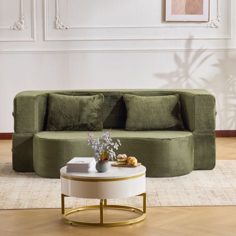 Divano letto pieghevole 2 in 1 in schiuma, verde, 180 x 55 x 70 cm, senza montaggio, REDOM (1/5)