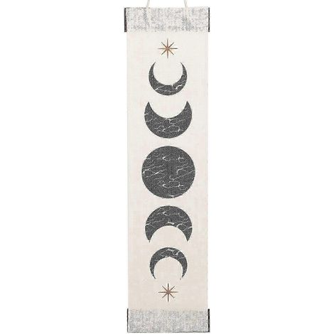 Tapisserie murale décorative à motif lune, idéale pour la décoration intérieure. Dimensions : 66 x 14 x 0,80 cm. Style bohème. Taille unique. (1/5)