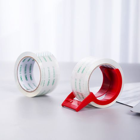 2 rouleaux de ruban d'emballage transparent 48mm x 66y avec distributeur, déplacement de ruban, bureau et stockage (1/2)