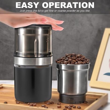 Moulin à café électrique, grande capacité et moteur puissant, avec tasse amovible (1/5)
