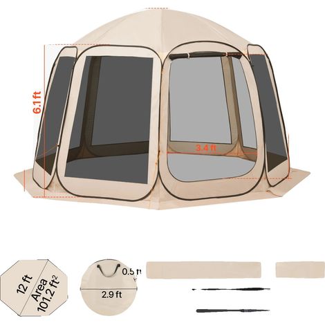 Tienda de campaña tipo caseta, tejido resistente, fácil de montar, 3,6 x 3,35 m. (1/2)