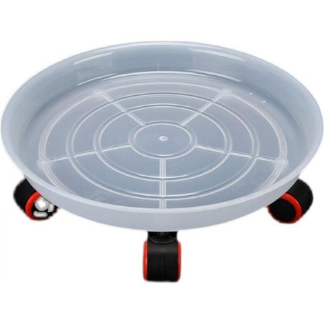 Plateau blanc pour pot de fleurs, diamètre intérieur de 18 cm, base mobile pour pot de fleurs avec roulettes, support pour pot de fleurs. (1/5)