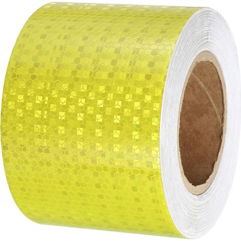 Fluorescent Yellow Reflective Tape 1 Roll 10cm x 25 Metres Waterproof Safety Reflective Tape for Trucks, Trailers, Cars (1/5)