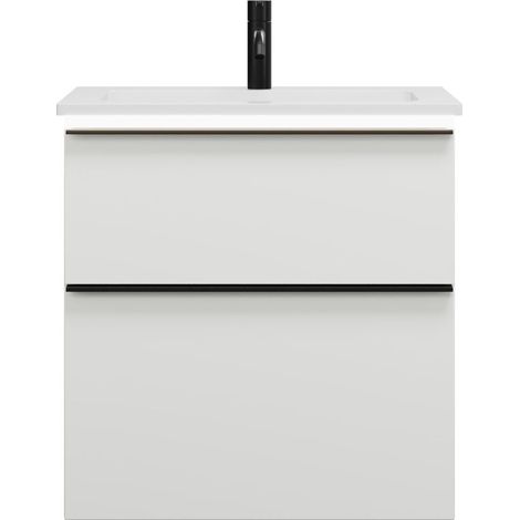 burgbad Eqio lavabo mineral de fundición con mueble bajo para