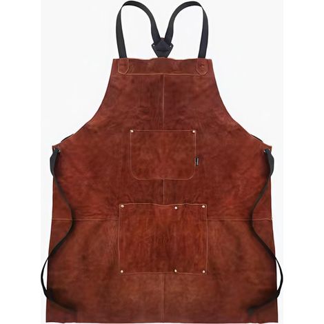Grembiule in pelle - Realizzato in cuoio bovino - Preparati per la stagione del barbecue - Gilet da campeggio per esterni - 80 cm 66,5 cm