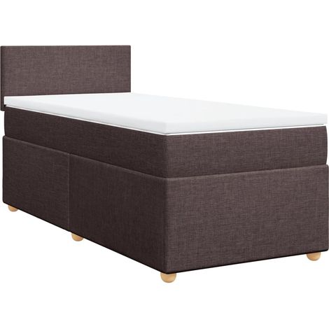 Maison Exclusive - Cama box spring con colchón tela marrón oscuro (1/5)