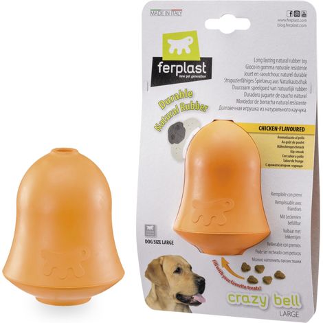 Jouet Chien, Distributeur Croquettes ou Friandises, en Caoutchouc Naturel Durable à Mâcher, Arôme de Poulet, Rebondissant, Lancer et rapporter, Jouets pour Petit Chien, Orange (1/5)