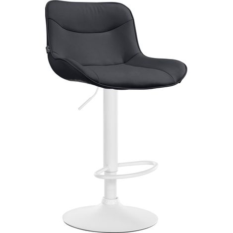 Taburete de bar x1 giratorio forma ergonómica costuras decorativas PVC negro estructura de metal blanco 100005774 (1/5)