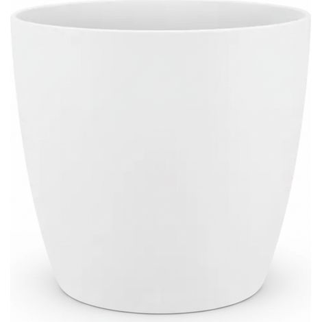 Pot de fleurs rond en plastique recyclé blanc mat 18 cm pour décoration intérieur et extérieur - PANGIVO (1/5)