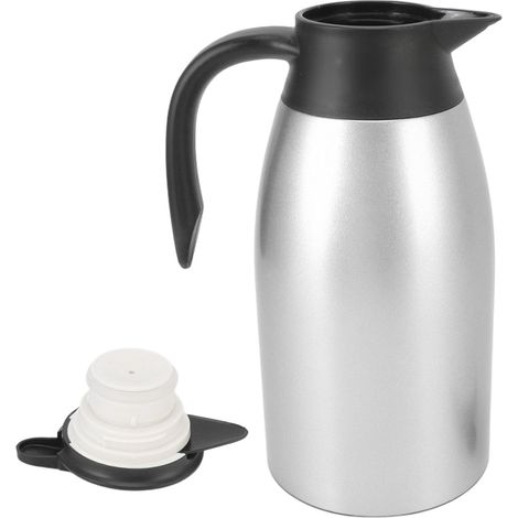 Théière isotherme en acier inoxydable 304, couvercle étanche, capacité 2 L, poignée de transport, nettoyage facile, distributeur de café isotherme, argent (1/5)