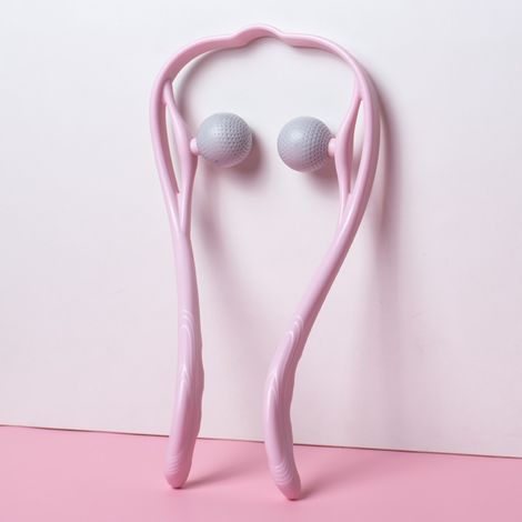 Masseur cervical à rouleaux, outil de soulagement des points de tension cou et épaules rose