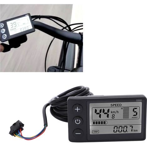 Pantalla LCD S866 para bicicleta eléctrica - Panel de control para scooter de 24V/36V/48V con conector SM (1/5)