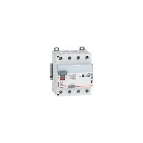 Interrupteur différentiel DX³-ID arrivée haute et départ bas par bornes à vis - 4P 400V 40A TypeB 30mA - 4 modules - LEGRAND
