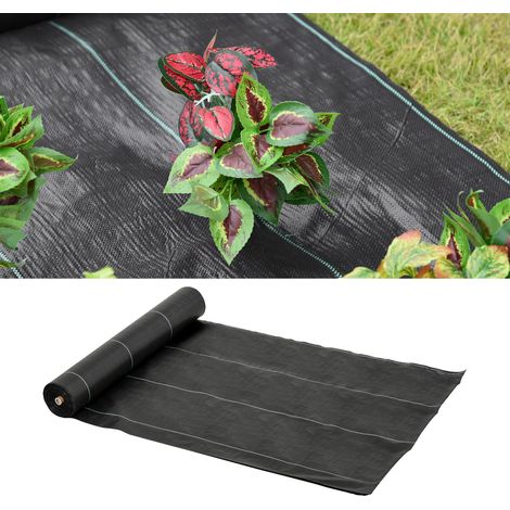 Rouleau de paillage perméable anti-mauvaises herbes 100 g/m², résistant UV et déchirure - Géotextile PP noir/vert 50 x 2 m (1/5)