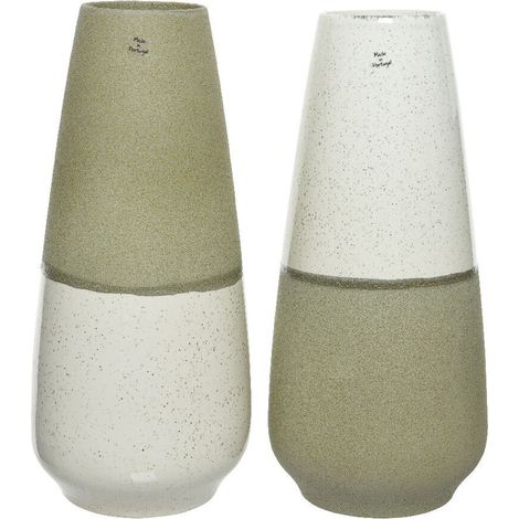 VASO IN TERRACOTTA BICOLORE D.19XH41CM BIANCO/VERD