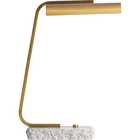 Lampe à poser art déco en marbre et métal doré - doré et gris marbre (1/5)