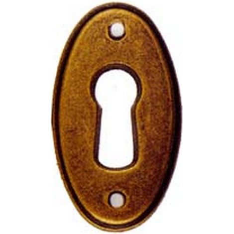 10PZ BOCCHETTE PER MOBILI OVALI MOD.30625 IN OTTONE ANTICATO - MM.22X38H.