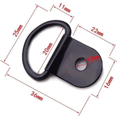 Anneaux D'arrimage à Anneau en D 20 Pièces Anneau d'Arrimage en Acier Inoxydable Anneaux Arrimage pour Remorques Machinerie Lourde Outils Électriques Camping 36x25mm Noir (1/3)