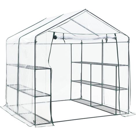 Serra da giardino in acciaio e PVC con ripiani integrati 200 x 200 x 220 cm 030008249