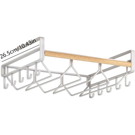 Support de verre à vin, sans perçage, rangement sous meuble, Blanc (1/2)