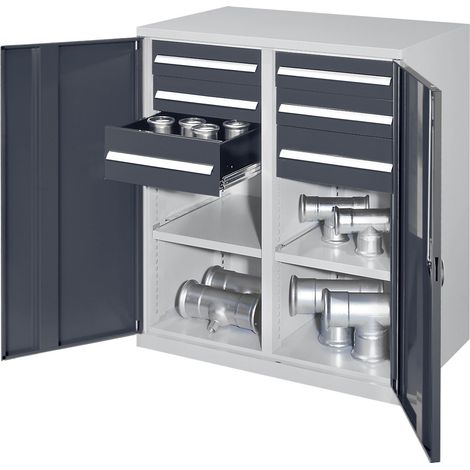 Kappes Schwerlast-Beistellschränke mit Mitteltrennwand 1110x1000x600mm Vollblechtüren Modell 71 anthrazitgrau