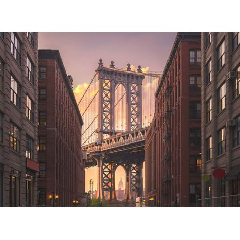 Papier peint panoramique new york pont de Brooklyn Tapisserie panoramique couloir et bar Papier peint panoramique 3D motif géométrique rouge (1/4)