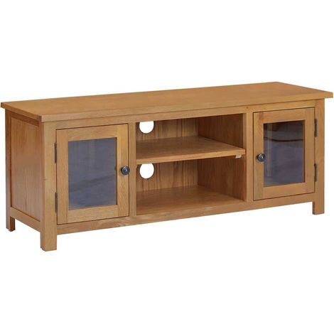 vidaXL Meuble TV 110x35x44 cm Bois de chêne massif (1/5)
