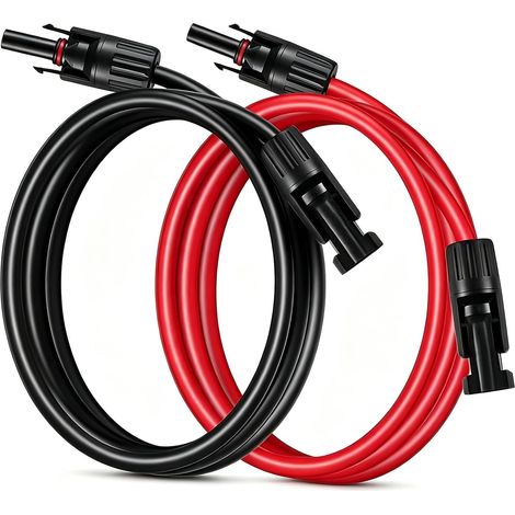 Câble Solaire Panneau 4mm² 2m, Rallonge Panneau Solaire MC4 étanche IP67, Cable Solaire photovoltaïque cuivre étamé, Rallonge MC4 pour système PV, Installation Solaire (1/5)