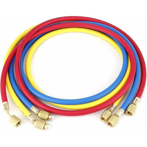 Manguera de carga de refrigerante Jeffergarden de 1,5 m, 600 psi, presión de 1/4", manguera de aire acondicionado de 1/4", tubería de fluoruro (1/5)
