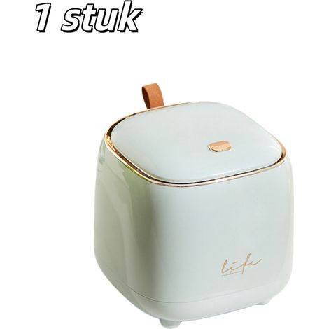 Poubelle - Poubelle de bureau - Style élégant - Bouton-poussoir - Carrée avec couvercle - Poubelle pour le salon - Convient aux bureaux du salon et de la chambre - 14,5 x 14,5 x 15 cm - Verte (1/5)